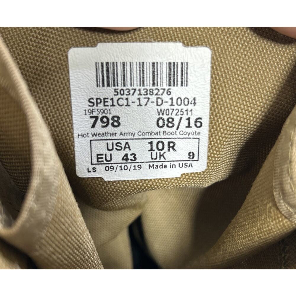Vibram Military Boots/Tan Hot Weather Army Combat Size 10R - Picture 6 of 6